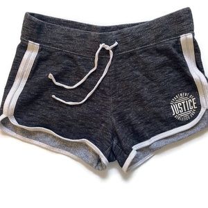 Justice Shorts Grey Draw String Girls Size 12 Athletics White Trim Summer